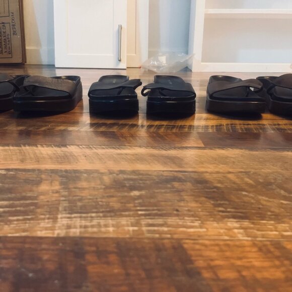 Donald Pliner Fiji Slide Wedge Sandals Women 7.5 Thong Platform - BLACK - Picture 3 of 9